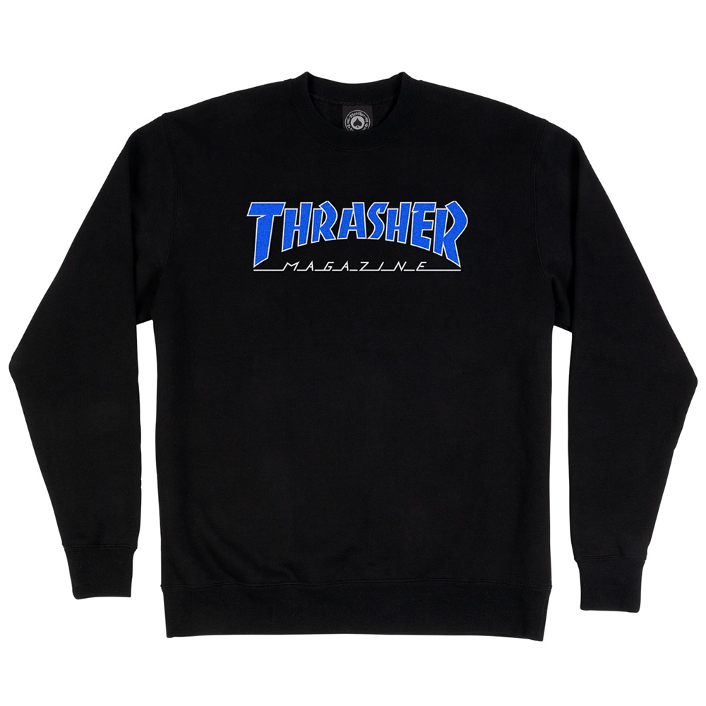 Chompa Thrasher Outlined Black/Blue – 4bidden Skateshop Chompa Thrasher Outlined Black/Blue – 4bidden Skateshop