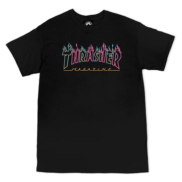 Polo Thrasher Double Flame Neon Black