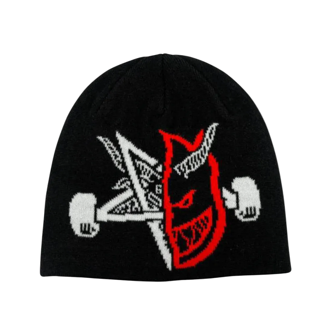 Chullo Thrasher negro con gráfico Thrash and Burn en rojo y blanco