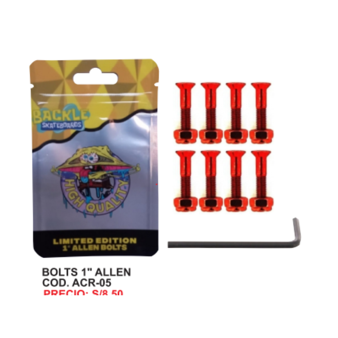 Estoboles Allen Backle Metallic Red 1 pulgada para skate