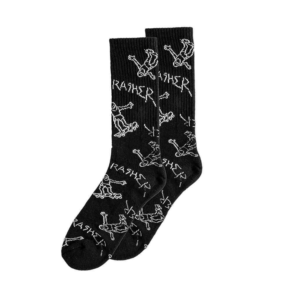 Medias Thrasher negras con diseño Gonz Logo en patrón repetido