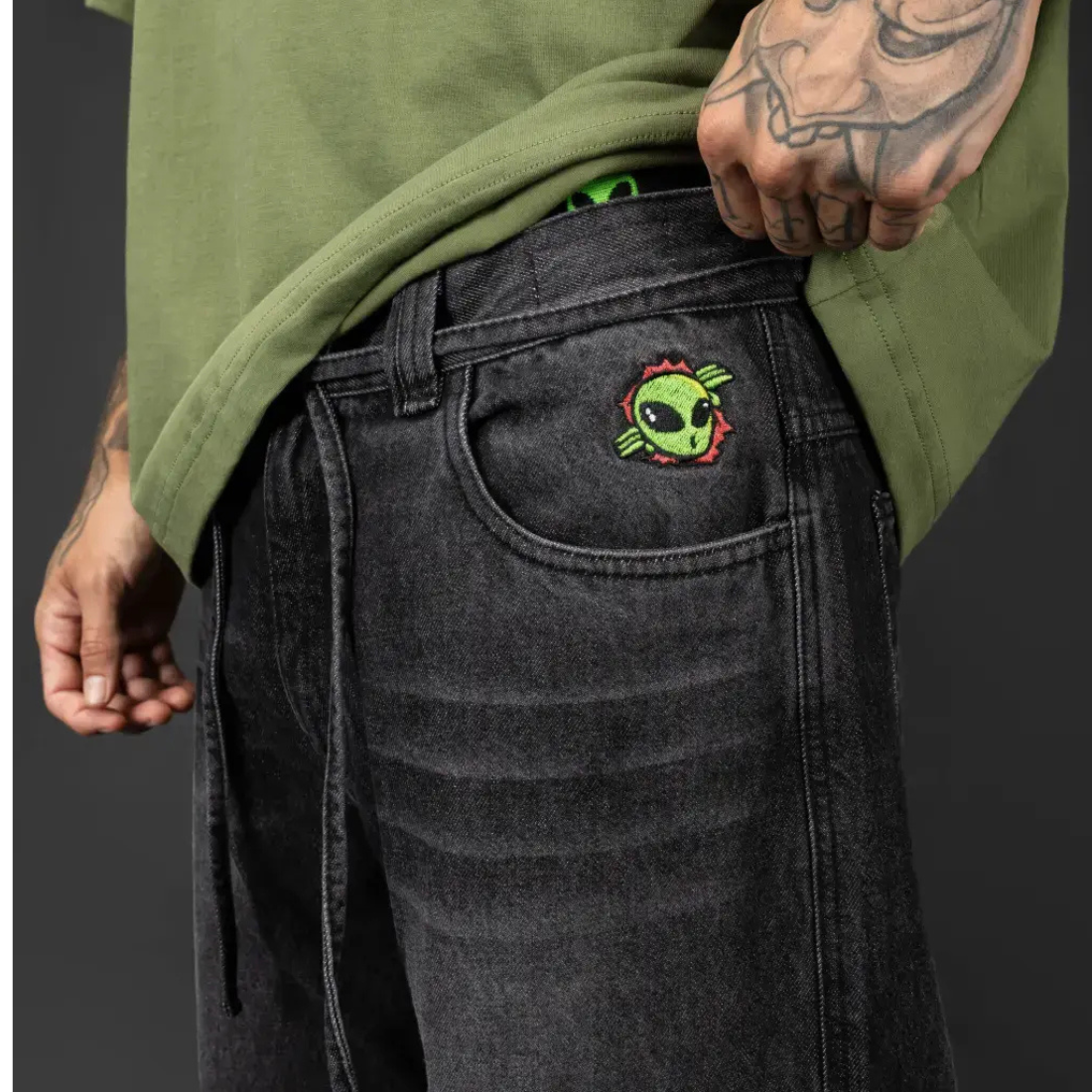 Pantalón Baggy Denim Overtake Washed Black
