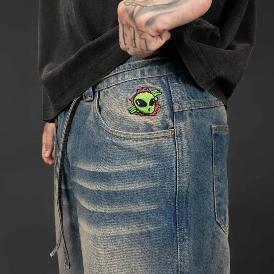 Pantalón Baggy Denim Overtake Washed Blue