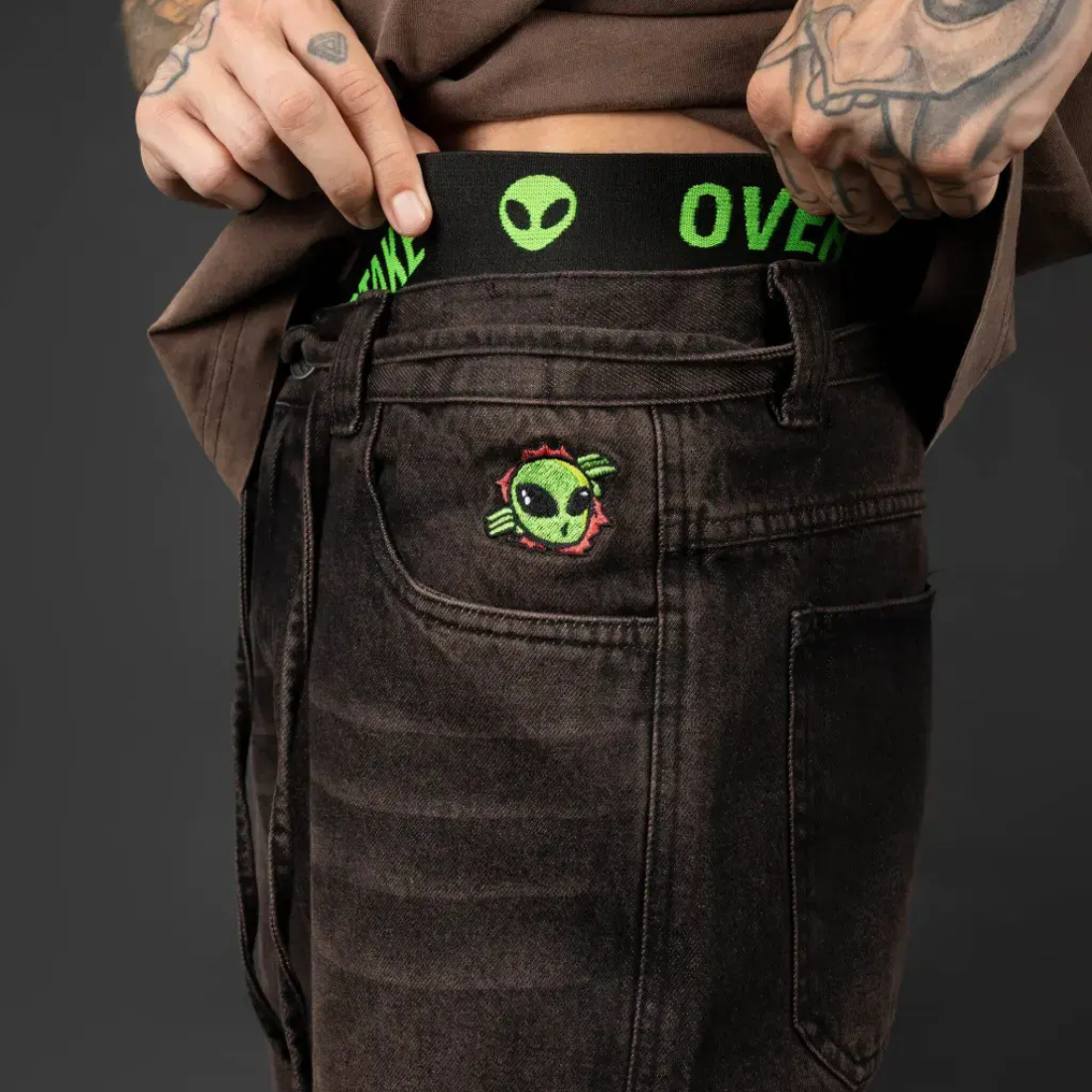 Pantalón Baggy Denim Overtake Washed Brown