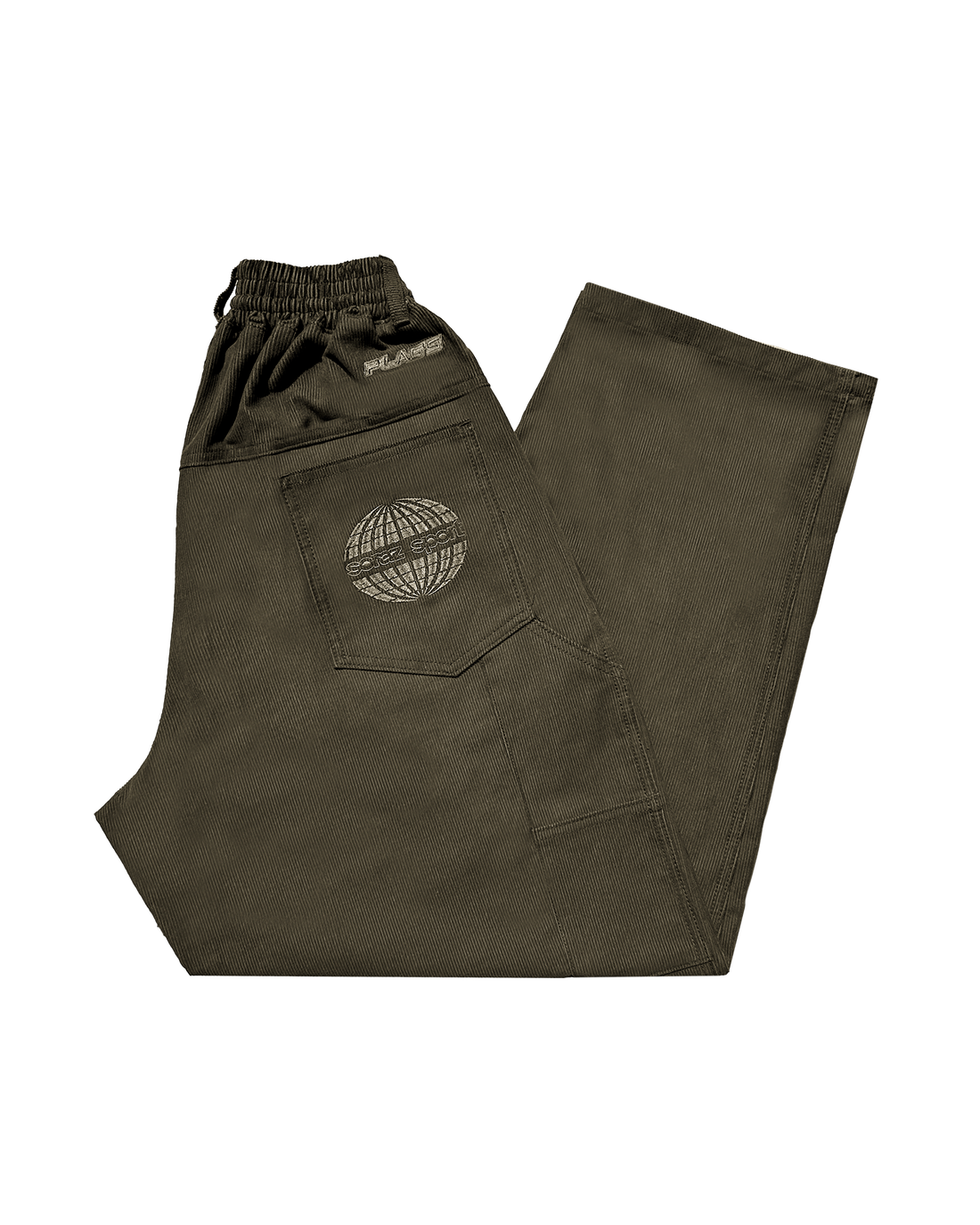 Pantalón baggy clásico Plag’s corduroy oliva colaboración Soraz Sport