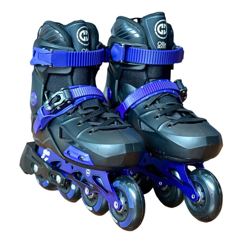 Patines OLLIE Black Purple expansibles talla 36-39 con chasis de aluminio y ruedas urbanas 76 mm