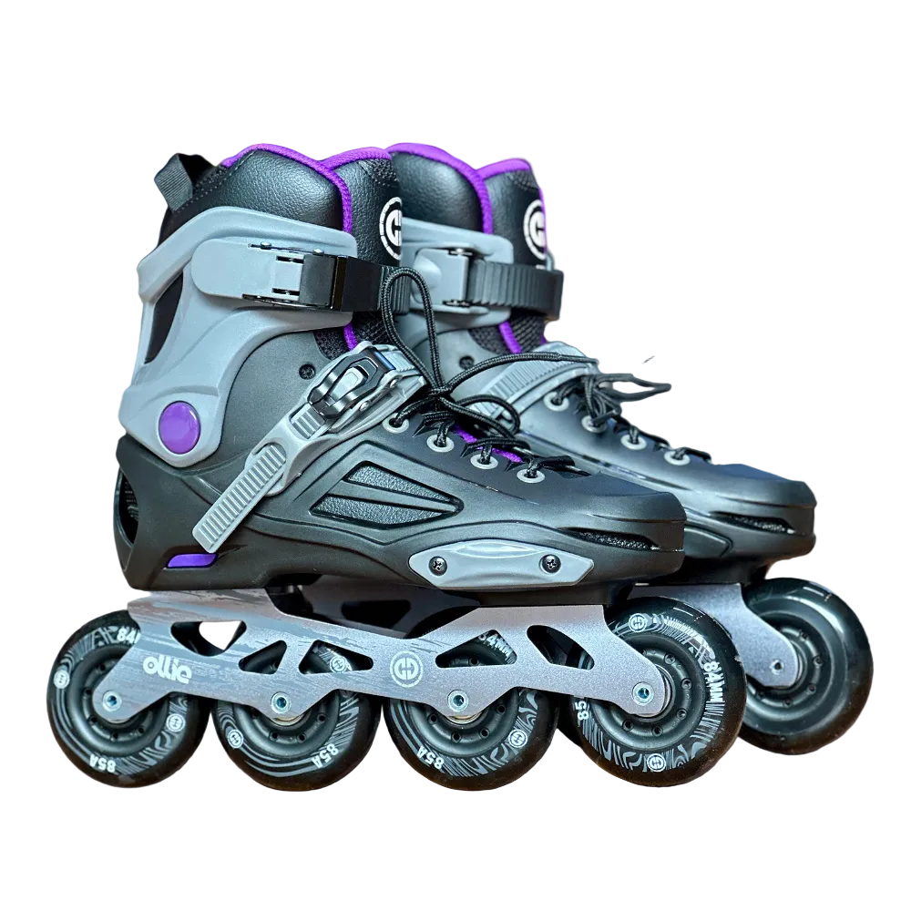 Patines urbanos OLLIE Velocity Grey Purple con chasis de aluminio, ruedas 84 mm 85A y rodamientos ABEC-7