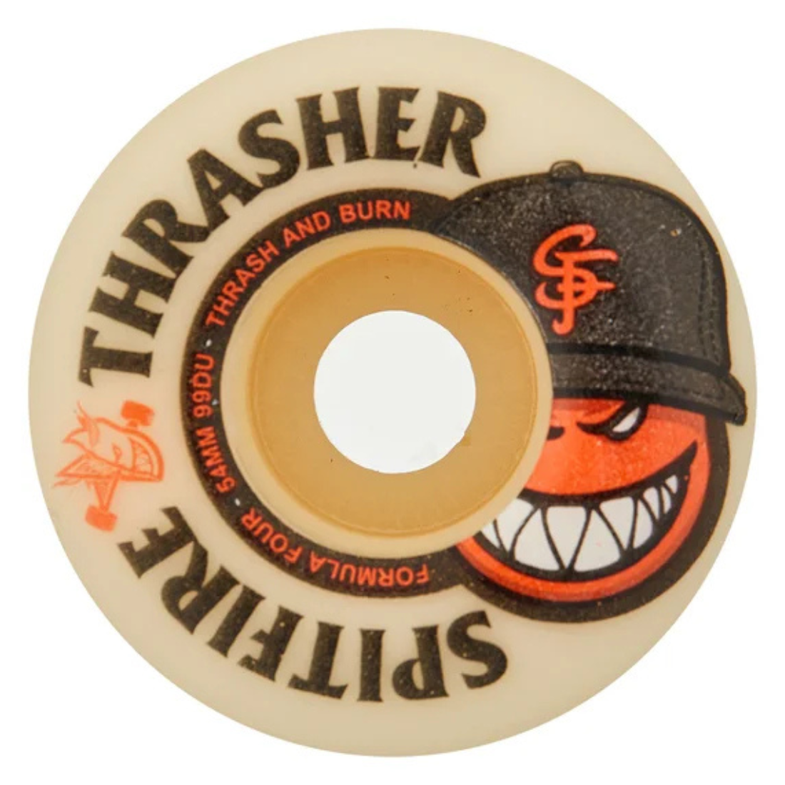 Rueda de skate Spitfire x Thrasher Formula Four The City 99A con gráfico frontal