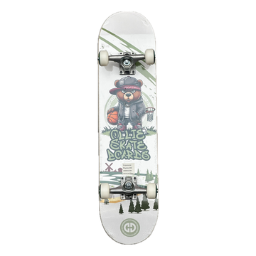 Skate completo Ollie 7.75 con gráfico de oso basquetbolista estilo cartoon