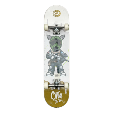 Skate completo Ollie 7.75 para niños con gráfico de soldado futurista verde