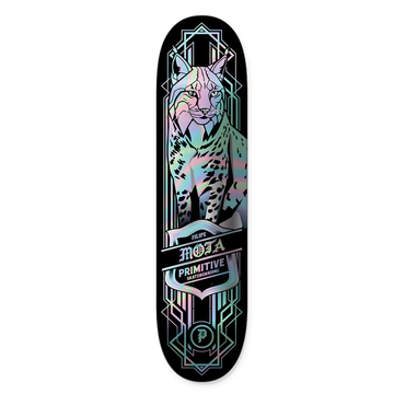 Tabla Primitive Spectra Filipe Mota Lynx 8.25 negra con gráfico iridiscente de lince