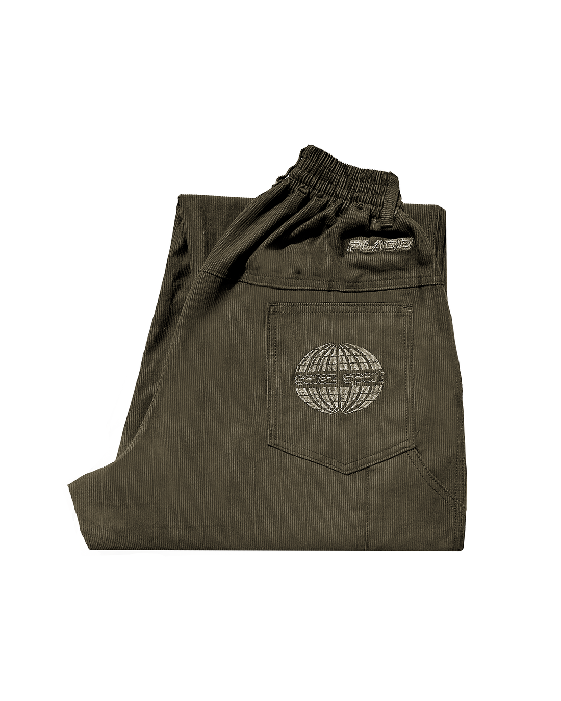 Pantalón baggy clásico Plag’s corduroy oliva colaboración Soraz Sport