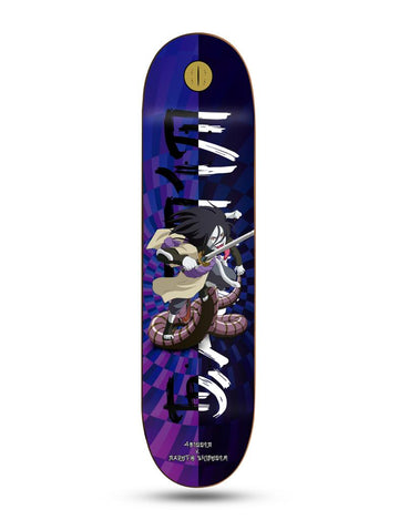 Tabla de skate 4bidden 2025 modelo Orochimaru, arte exclusivo inspirado en Naruto Shippuden, construcción en maple canadiense.