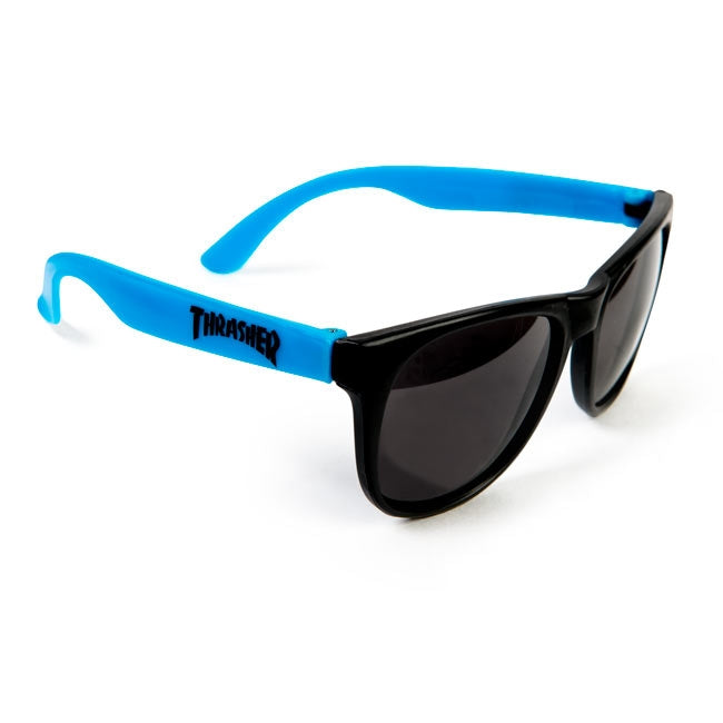 Lentes Thrasher negros con brazos azul neón y protección UV400