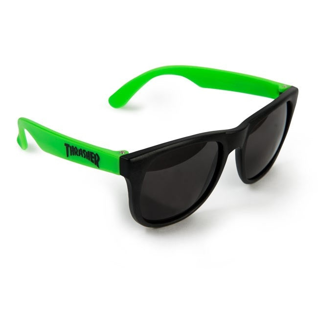 Lentes Thrasher negros con brazos verde neón y protección UV400