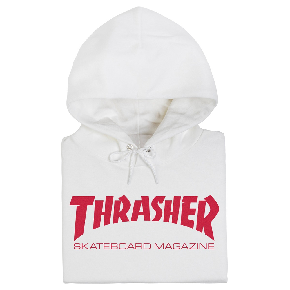 Polera Con Capucha Thrasher Skate Mag White Red