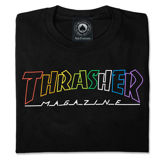 Polo Thrasher Outlined Rainbow Mag Black
